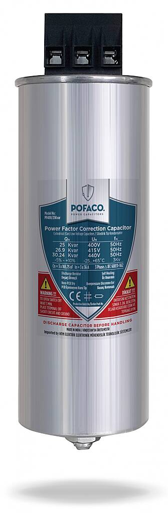 25 KVAR 400V TRİFAZE TÜP KONDANSATÖR Pofaco - 1