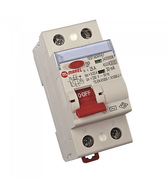 2x25A 30MA -AC- Kaçak Akım Koruma ŞALTER (Hayat Korumalı) Makel - 1