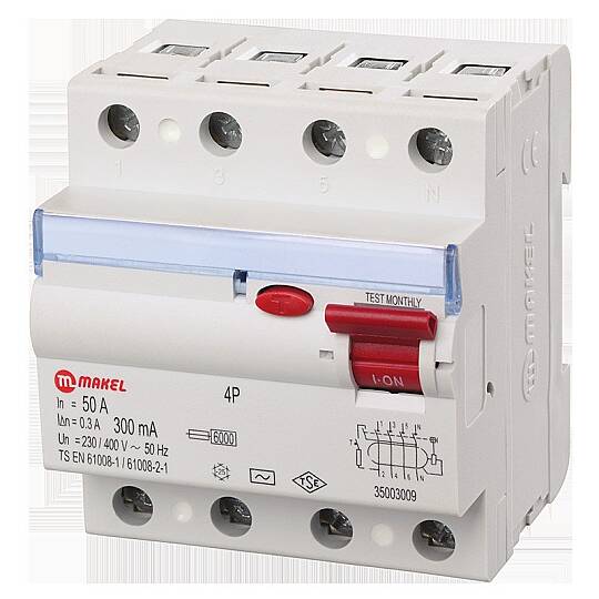 4x25A 300MA-AC- 6KA Kaçak Akım Koruma ŞALTER (Hayat Korumalı) Makel