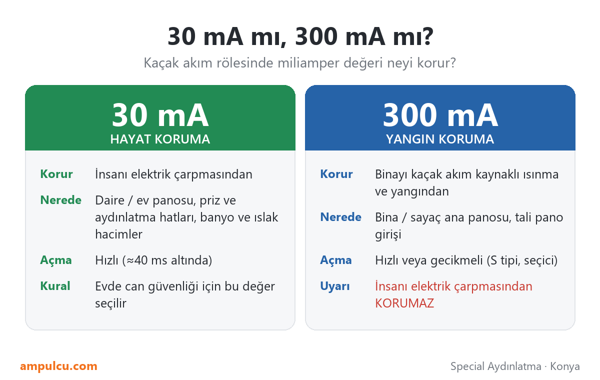 Kaçak Akım Rölesi Nedir? 30 mA mı 300 mA mı, Nasıl Seçilir?