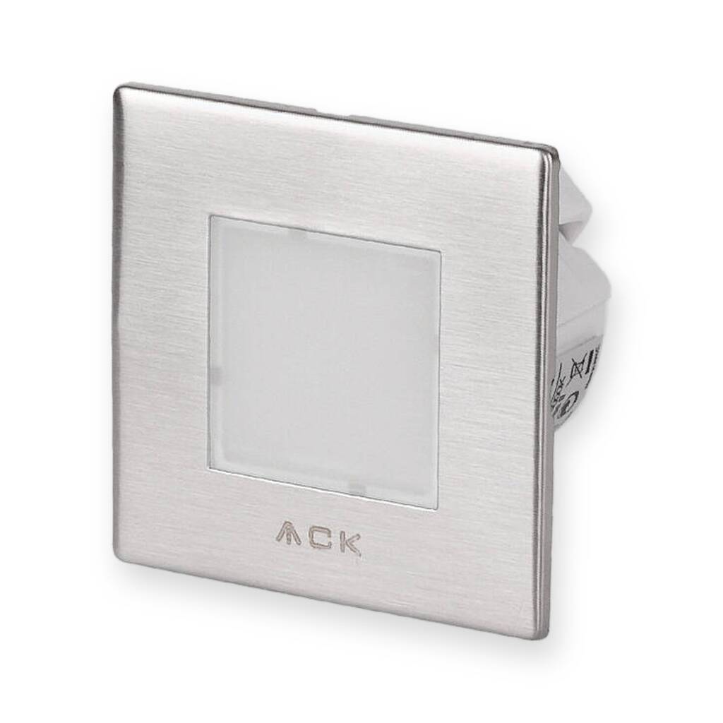 ACK 0,7W Mavi Işık Sıva Altı Gömme LED Merdiven ve Duvar Apliği (Saten Kasa - Kare) AH07-00964 - 1