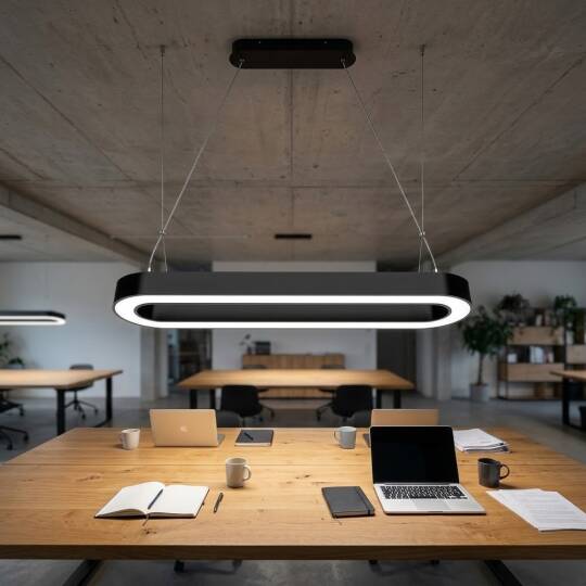 ACK 100W Geniş Çaplı Dekoratif Linear Sarkıt Armatür 150 cm Oval Uzun Siyah Kasa AL02-15501 - 2