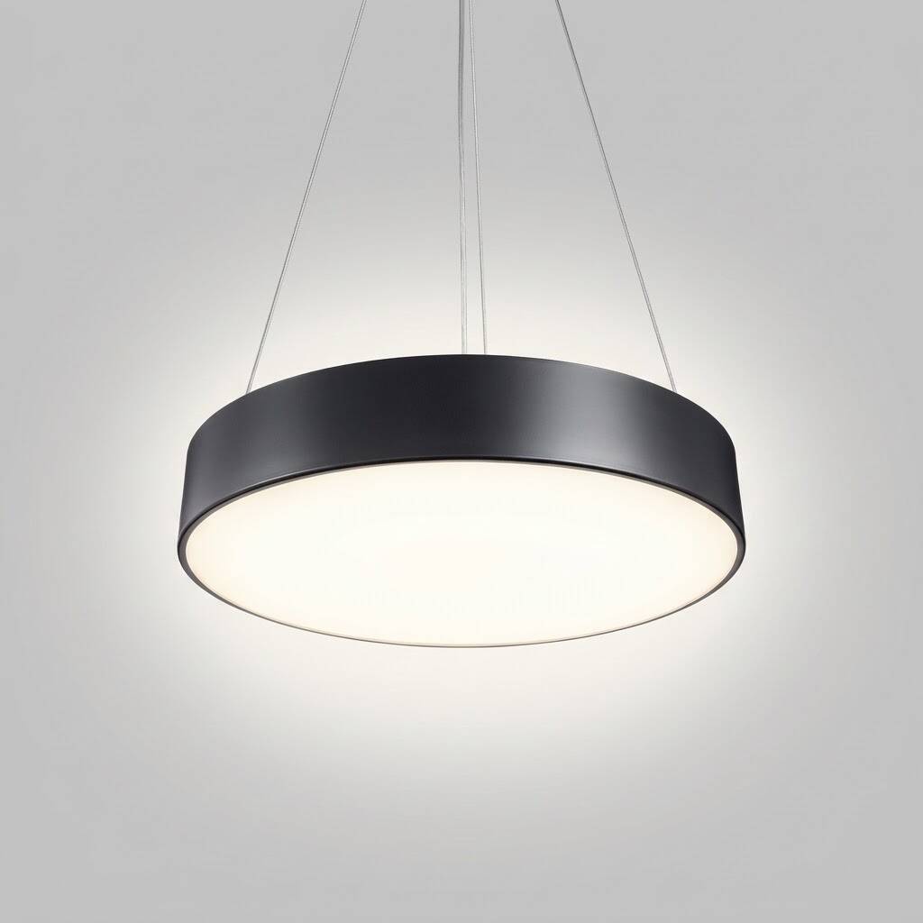 ACK 105W Geniş Çaplı Dekoratif Linear Sarkıt Armatür Ø80 cm Yuvarlak Dolu (Davul) Siyah Kasa AL02-08801 - 3