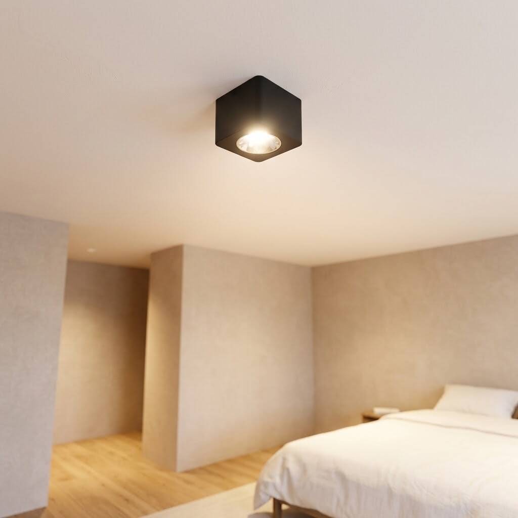 ACK 10W 3000K Günışığı 1000lm Kamaşma Önleyici Tekli Sıva Üstü Spot (102x102 mm Siyah Kasa) AH12-01101 - 2