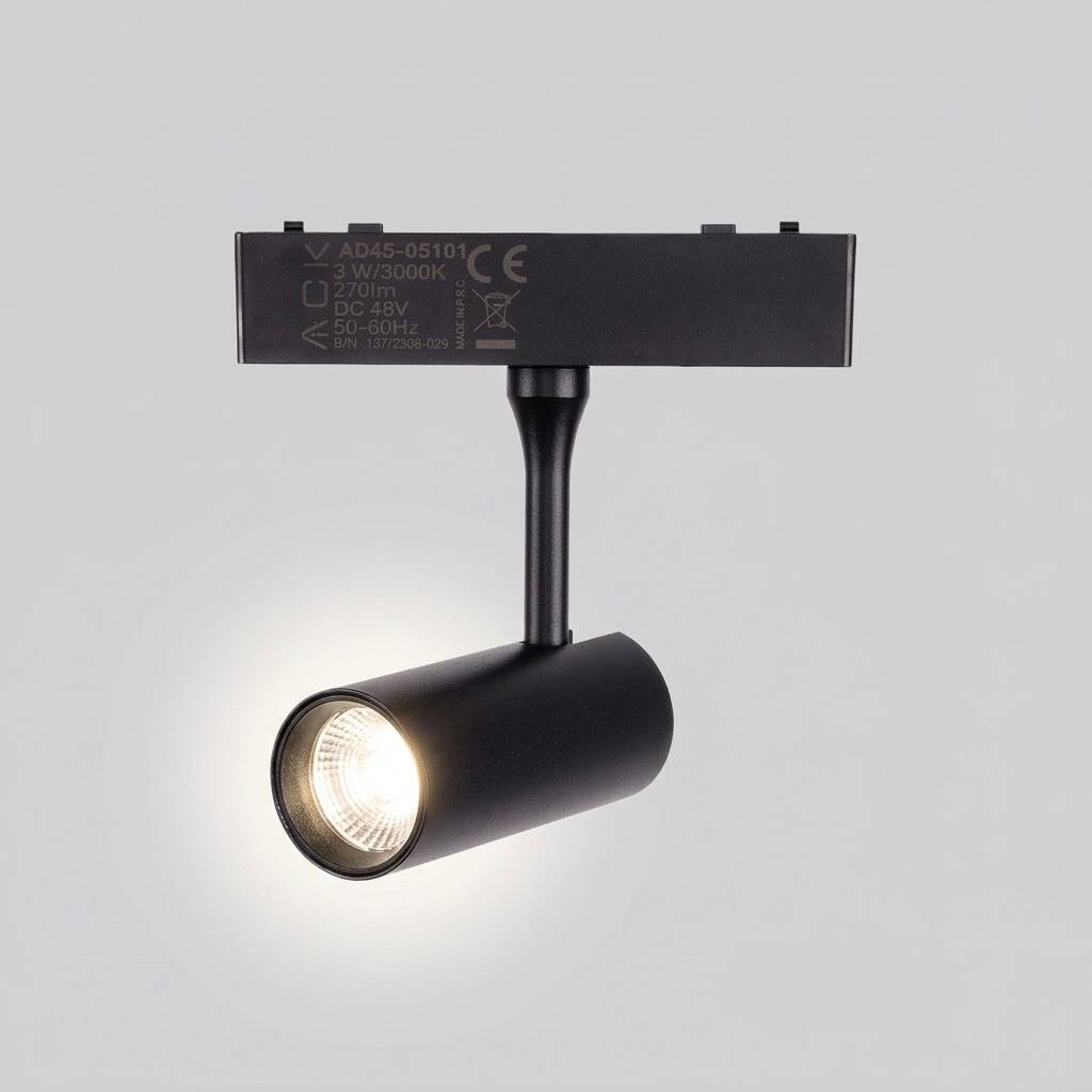 ACK 10W CCT (3 Renk) 48V Magnetik Ray Armatürü Yönlendirilebilir Silindir Spot Siyah Kasa AD45-06291 - 3