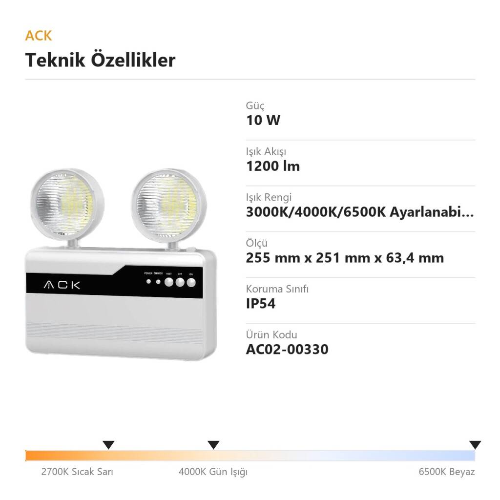 ACK 10W CCT Ayarlanabilir 1200lm Şarjlı LED Işıldak (Pro Series) AC02-00330 - 4