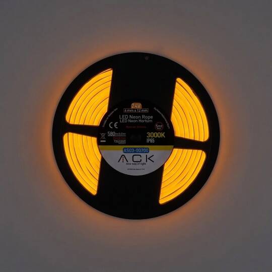 ACK 10W/mt Amber 1160 lm/mt Dimlenebilir 24V LED Neon Hortum (25mt Rulo) AS03-00708 - 3