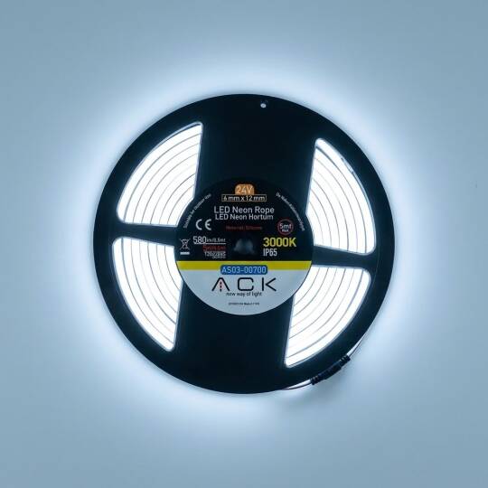 ACK 10W/mt 6500K Beyaz 1160 lm/mt Dimlenebilir 24V LED Neon Hortum (25mt Rulo) AS03-00703 - 3