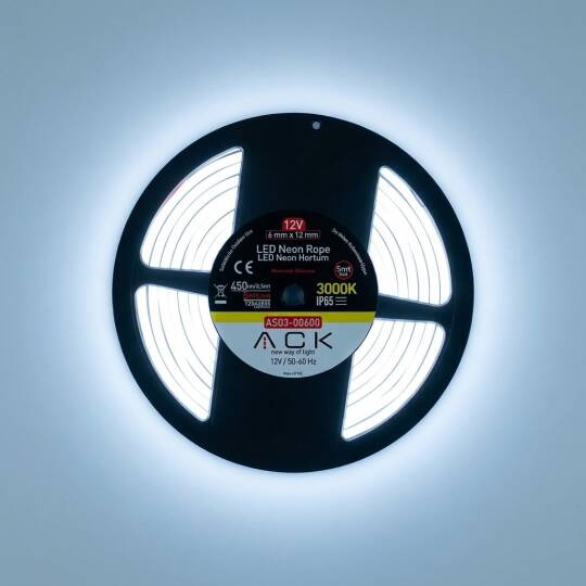 ACK 10W/mt 6500K Beyaz 900 lm/mt Dimlenebilir 12V LED Neon Hortum (25mt Rulo) AS03-00603 - 3