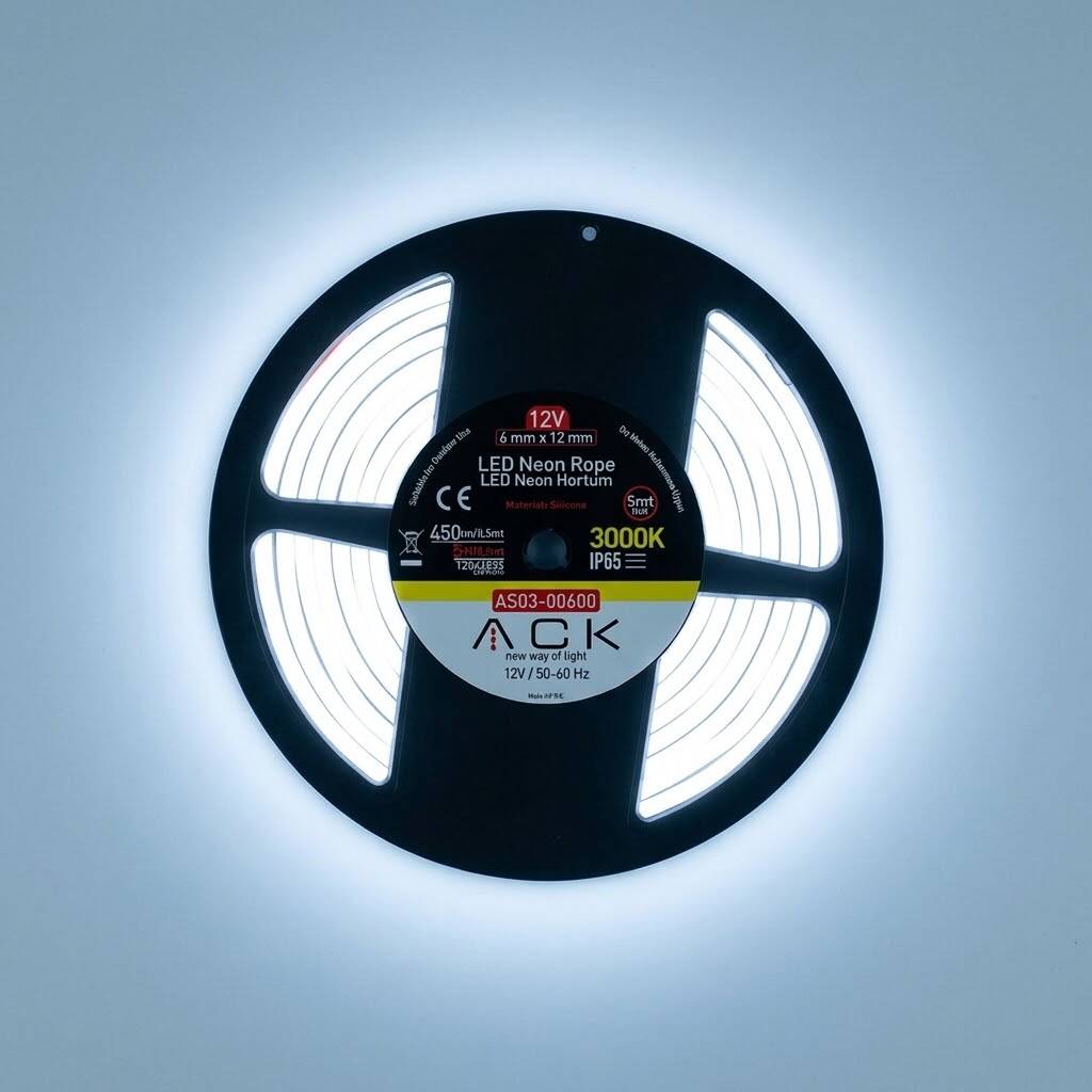 ACK 10W/mt 6500K Beyaz 900 lm/mt Dimlenebilir 12V LED Neon Hortum (25mt Rulo) AS03-00603 - 3