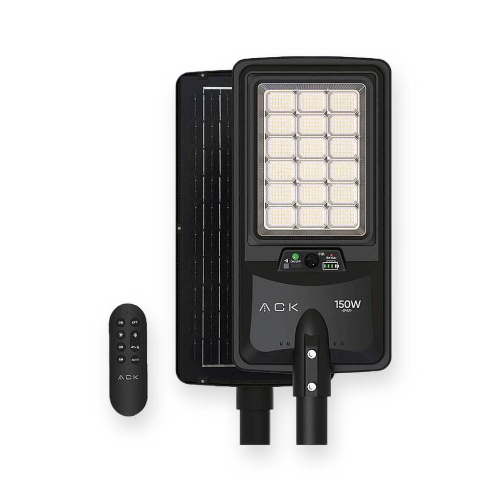 ACK 120W 6500K Beyaz Solar LED Sokak Armatürü (Siyah) AT42-09131 - 1