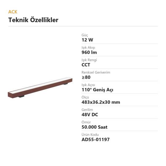 ACK 12W CCT (3 Renk) 48V Loomis Kemerli Sistem Armatürü Düz (Lineer) Aydınlatma (Koyu Kırmızı (Dark Red)) AD55-01197 - 4