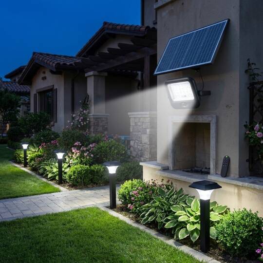 ACK 150W 6500K Beyaz Sensörlü Solar LED Projektör (Siyah) AT65-19432 - 2