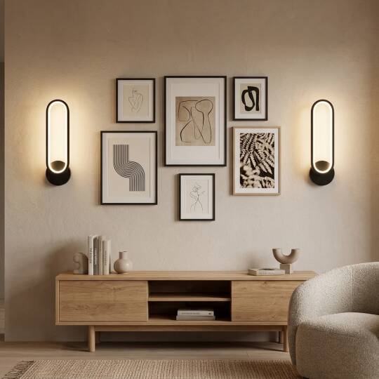 ACK 15W Dekoratif LED Linear Armatür 30 cm x 10 cm Oval (Hap) Siyah Kasa AL02-26001 - 2