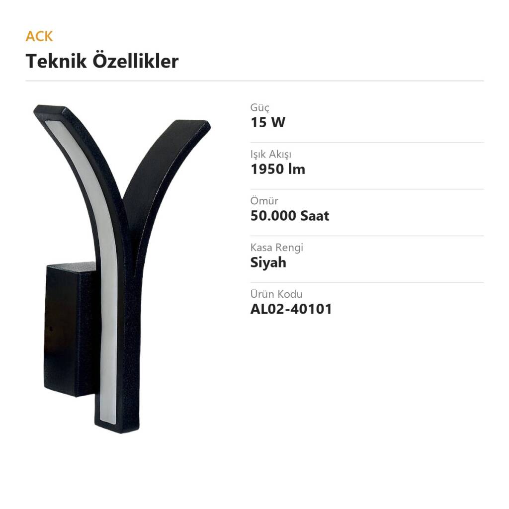ACK 15W Dekoratif LED Linear Armatür h:30 cm Çiftli (Y) Yay Siyah Kasa AL02-40101 - 4