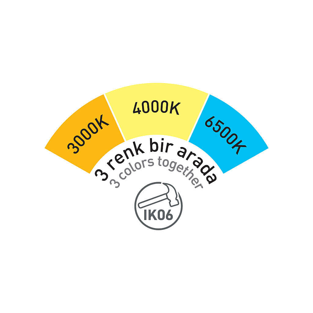 ACK 18W-CCT Seçilebilir Renk Sıcaklıklı 1800 lm Ambiyans LED Duvar Apliği (Siyah) AT15-01891 - 3