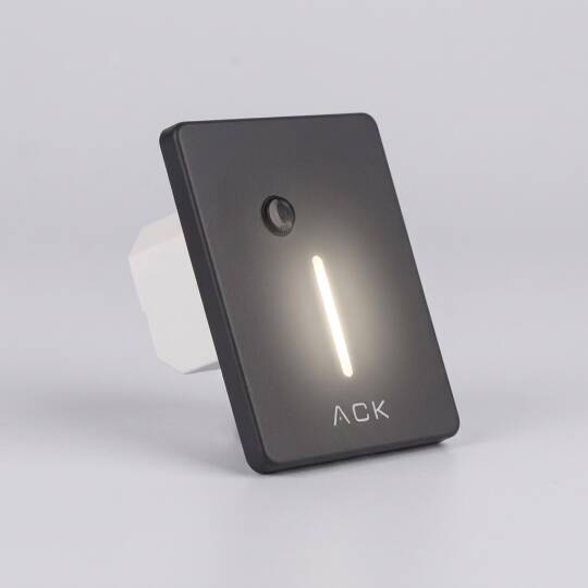 ACK 1W CCT (3 Renk) Sensörlü Gömme LED Merdiven Apliği Kare (Dik Çizgi Hüzmeli) (Gri Kasa) AH07-01593 - 3