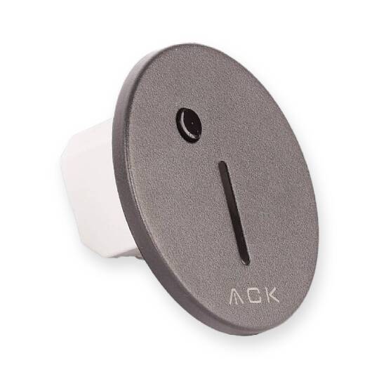 ACK 1W CCT (3 Renk) Sensörlü Gömme LED Merdiven Apliği Yuvarlak (Dik Çizgi Hüzmeli) (Gri Kasa) AH07-02593