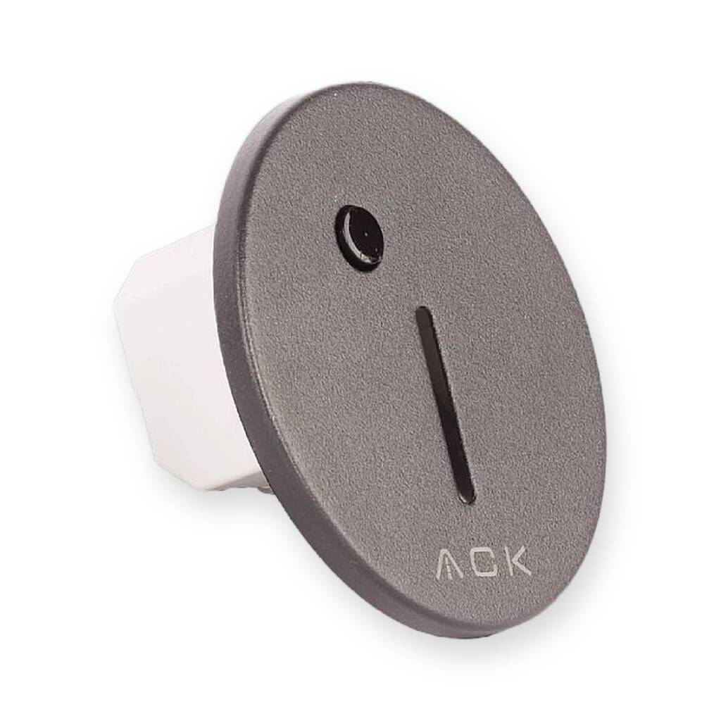 ACK 1W CCT (3 Renk) Sensörlü Gömme LED Merdiven Apliği Yuvarlak (Dik Çizgi Hüzmeli) (Gri Kasa) AH07-02593 - 1