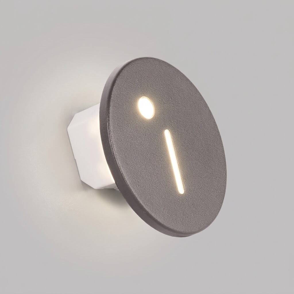 ACK 1W CCT (3 Renk) Sensörlü Gömme LED Merdiven Apliği Yuvarlak (Dik Çizgi Hüzmeli) (Gri Kasa) AH07-02593 - 3