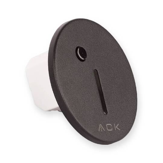 ACK 1W CCT (3 Renk) Sensörlü Gömme LED Merdiven Apliği Yuvarlak (Dik Çizgi Hüzmeli) (Siyah Kasa) AH07-02591