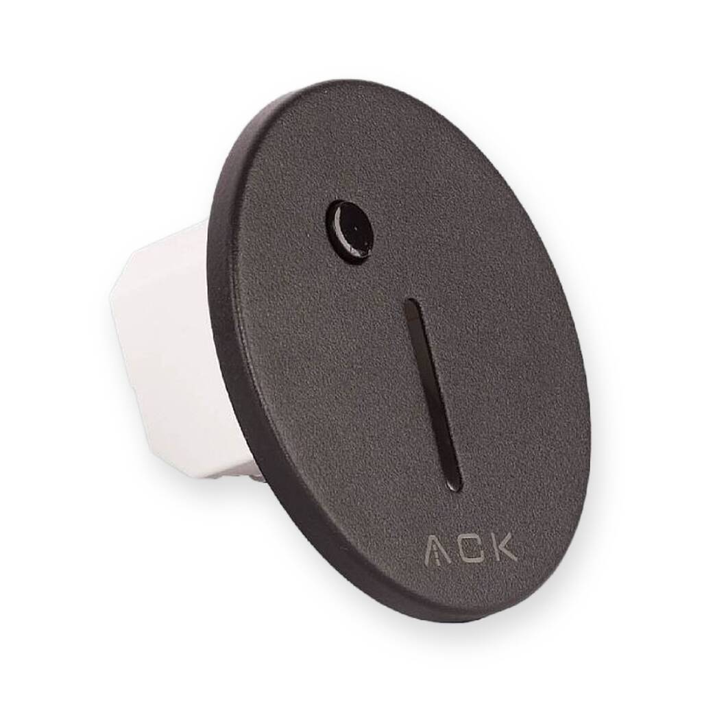 ACK 1W CCT (3 Renk) Sensörlü Gömme LED Merdiven Apliği Yuvarlak (Dik Çizgi Hüzmeli) (Siyah Kasa) AH07-02591 - 1