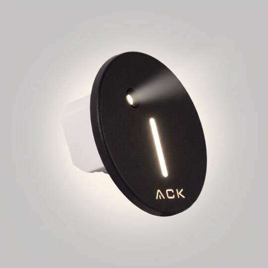 ACK 1W CCT (3 Renk) Sensörlü Gömme LED Merdiven Apliği Yuvarlak (Dik Çizgi Hüzmeli) (Siyah Kasa) AH07-02591 - 3