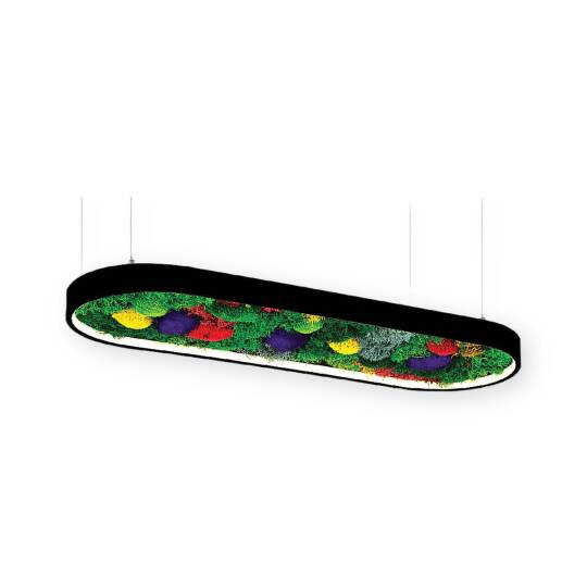 ACK 27W Yapay Yosunlu Biyofilik Dekoratif Linear Sarkıt 30x60 cm Oval Yosunlu Tavan Siyah Kasa AL02-21001