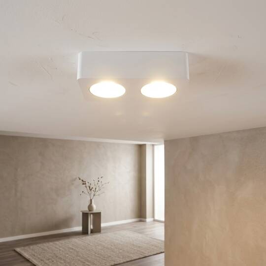 ACK 2x10W 3000K Günışığı 2000lm Kamaşma Önleyici İkili Sıva Üstü Spot (208x102 mm Beyaz Kasa) AH12-01200 - 2