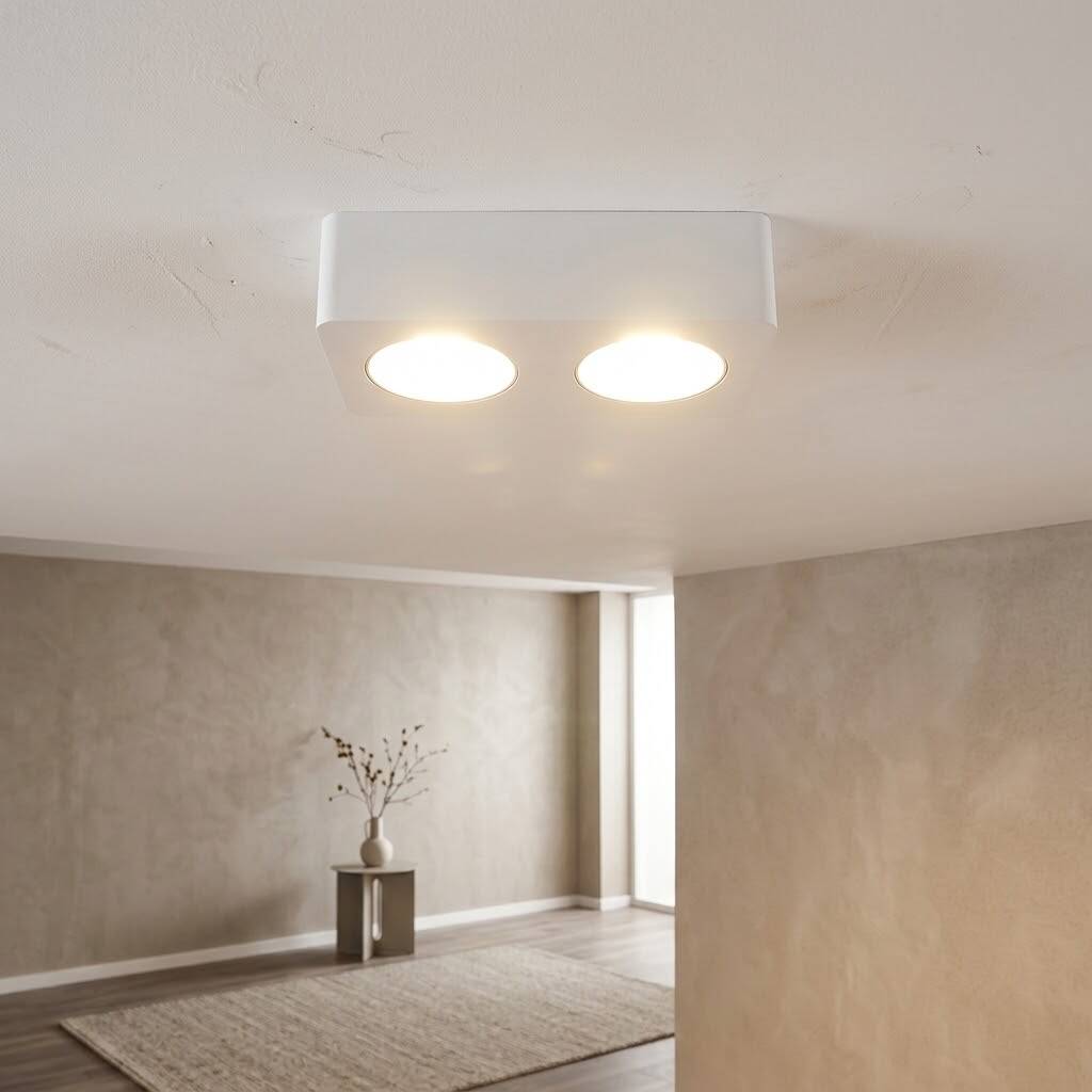 ACK 2x10W 3000K Günışığı 2000lm Kamaşma Önleyici İkili Sıva Üstü Spot (208x102 mm Beyaz Kasa) AH12-01200 - 2