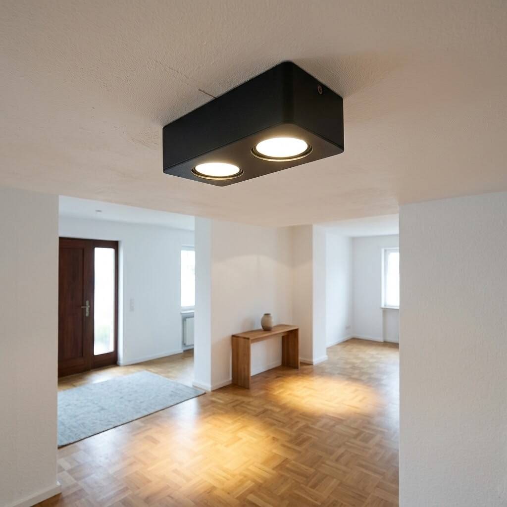 ACK 2x10W 3000K Günışığı 2000lm Kamaşma Önleyici İkili Sıva Üstü Spot (208x102 mm Siyah Kasa) AH12-01201 - 2