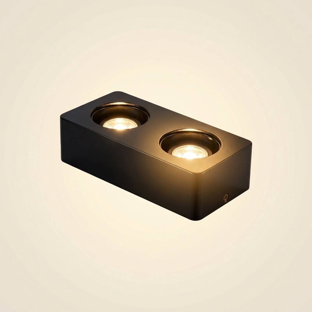 ACK 2x10W 3000K Günışığı 2000lm Kamaşma Önleyici İkili Sıva Üstü Spot (208x102 mm Siyah Kasa) AH12-01201 - 3