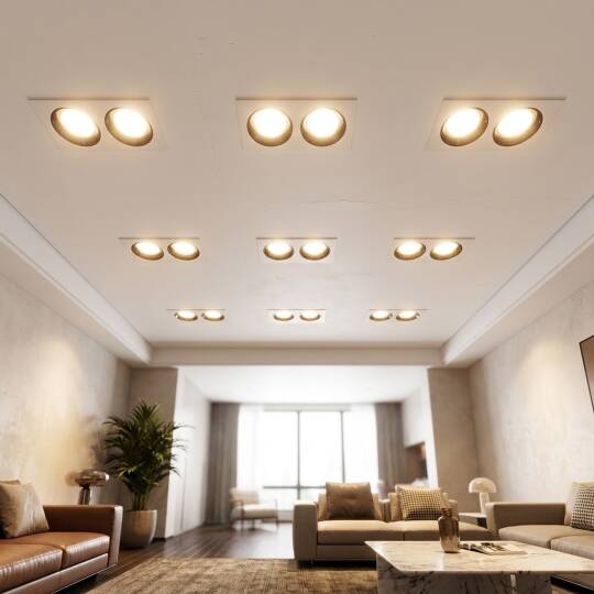 ACK 2x18W 3000K Günışığı 3060lm Kamaşma Önleyici İkili Sıva Altı Spot (216x115 mm Beyaz Kasa) AD10-02600 - 2