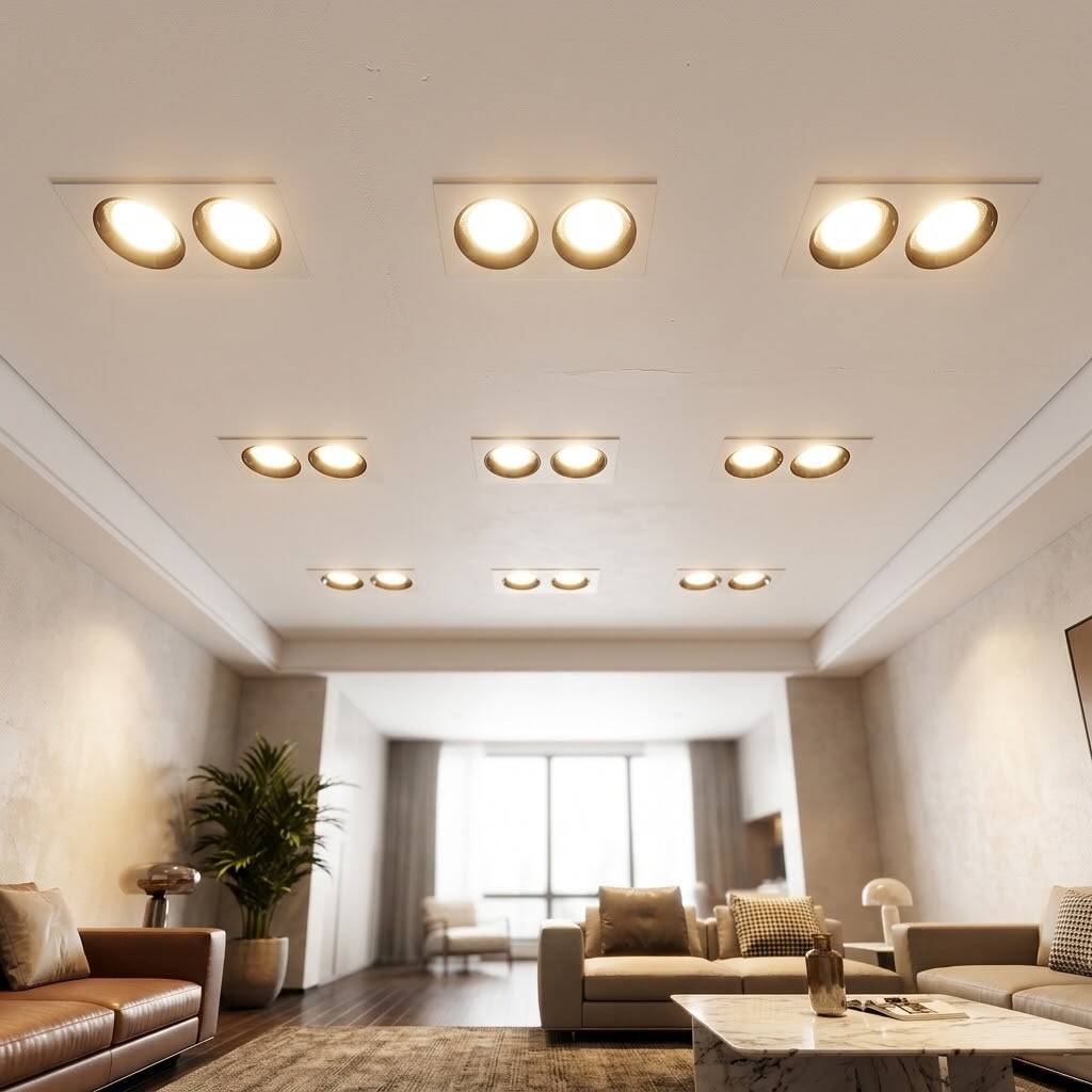 ACK 2x18W 3000K Günışığı 3060lm Kamaşma Önleyici İkili Sıva Altı Spot (216x115 mm Beyaz Kasa) AD10-02600 - 2