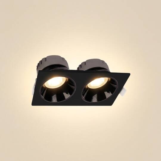 ACK 2x18W 3000K Günışığı 3060lm Kamaşma Önleyici İkili Sıva Altı Spot (216x115 mm Siyah Kasa) AD10-02601 - 3