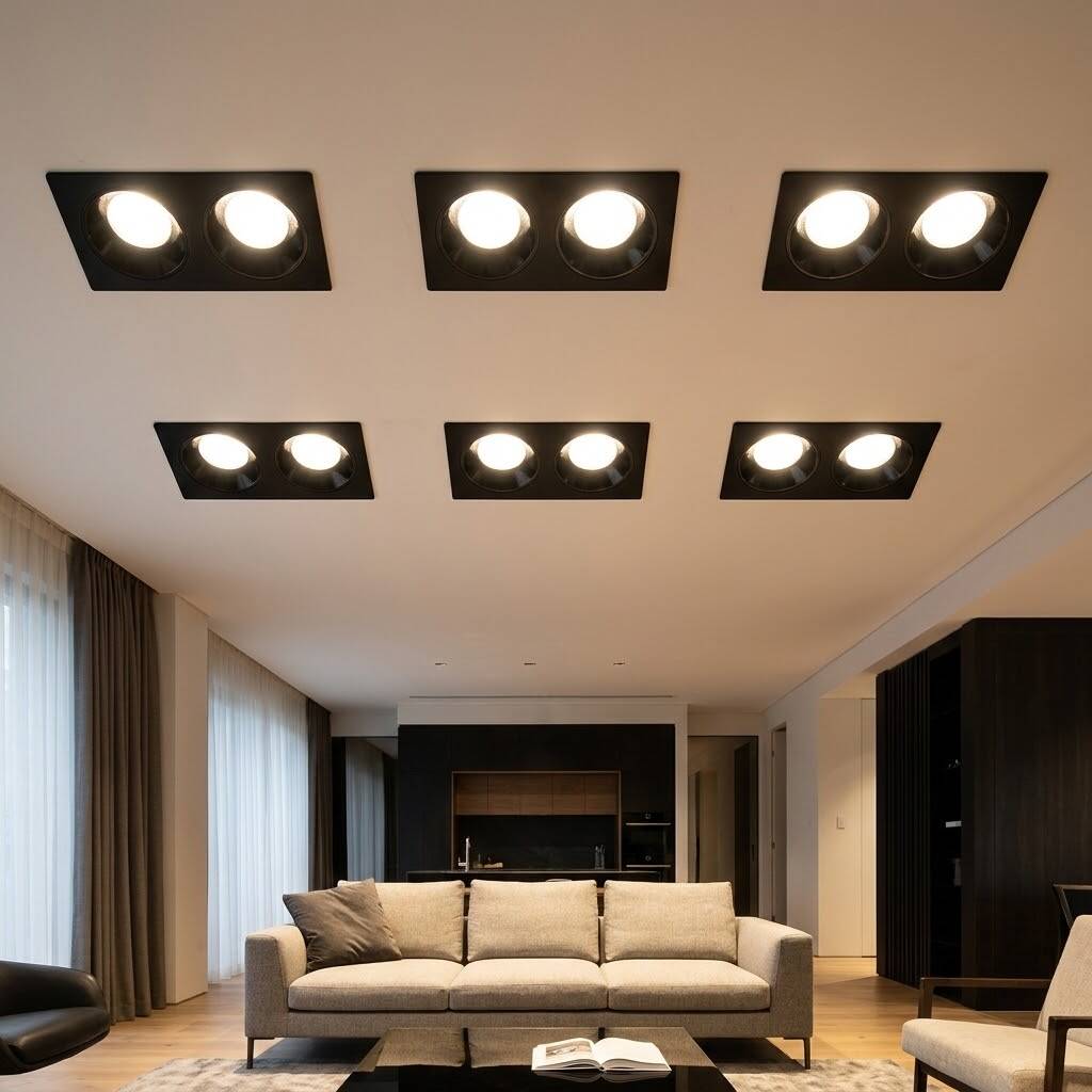 ACK 2x18W 4000K Ilık Beyaz 3132lm Kamaşma Önleyici İkili Sıva Altı Spot (216x115 mm Siyah Kasa) AD10-02611 - 2