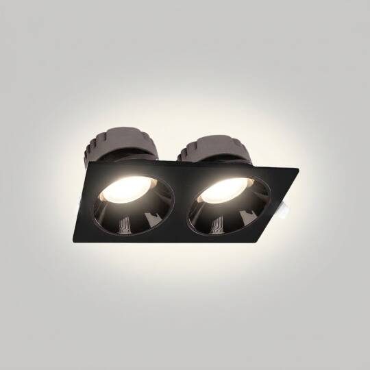 ACK 2x18W 4000K Ilık Beyaz 3132lm Kamaşma Önleyici İkili Sıva Altı Spot (216x115 mm Siyah Kasa) AD10-02611 - 3