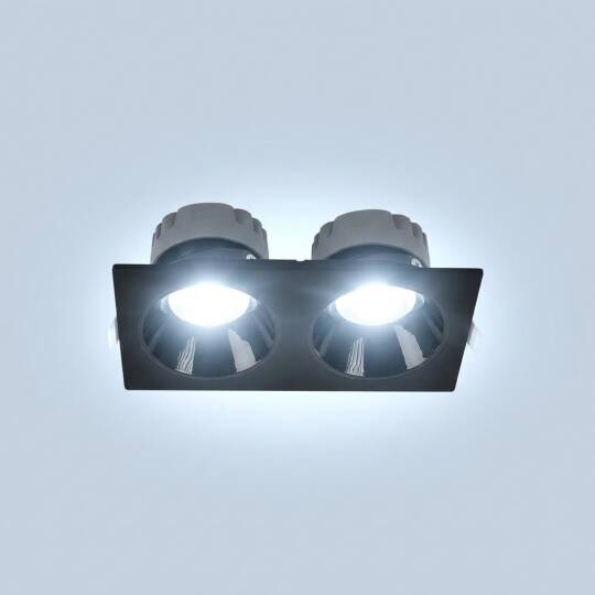 ACK 2x18W 6500K Beyaz 3240lm Kamaşma Önleyici İkili Sıva Altı Spot (216x115 mm Siyah Kasa) AD10-02631 - 3