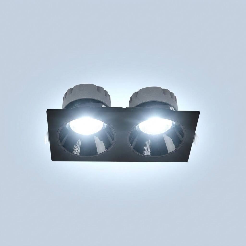 ACK 2x18W 6500K Beyaz 3240lm Kamaşma Önleyici İkili Sıva Altı Spot (216x115 mm Siyah Kasa) AD10-02631 - 3