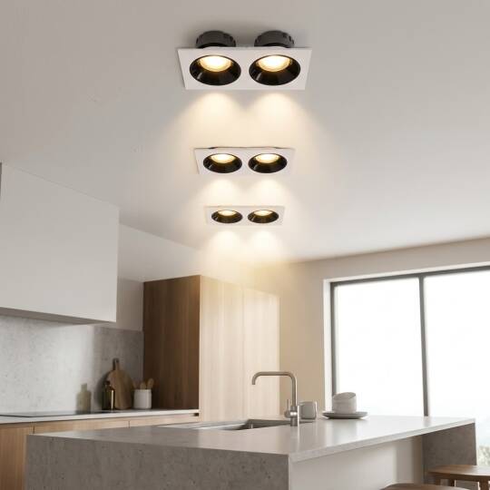 ACK 2x25W 3000K Günışığı 4250lm Kamaşma Önleyici İkili Sıva Altı Spot (265x138 mm Beyaz Kasa) AD10-03600 - 2