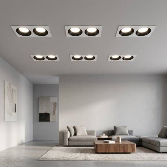 ACK 2x25W 4000K Ilık Beyaz 4350lm Kamaşma Önleyici İkili Sıva Altı Spot (265x138 mm Beyaz Kasa) AD10-03610 - 2