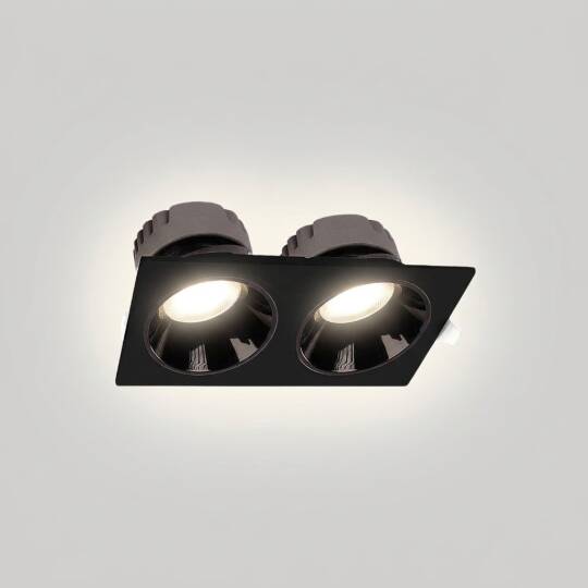 ACK 2x25W 4000K Ilık Beyaz 4350lm Kamaşma Önleyici İkili Sıva Altı Spot (265x138 mm Siyah Kasa) AD10-03611 - 3