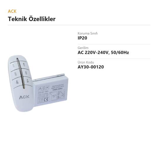 ACK 3'lü IR Avize Kumandası (Kod: AY30-00120) - 2