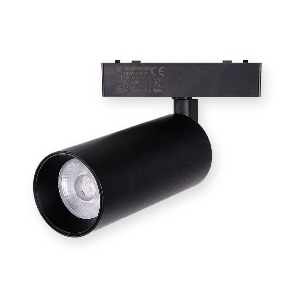 ACK 30W CCT (3 Renk) 48V Magnetik Ray Armatürü Yönlendirilebilir Silindir Spot Siyah Kasa AD45-06491 - 1