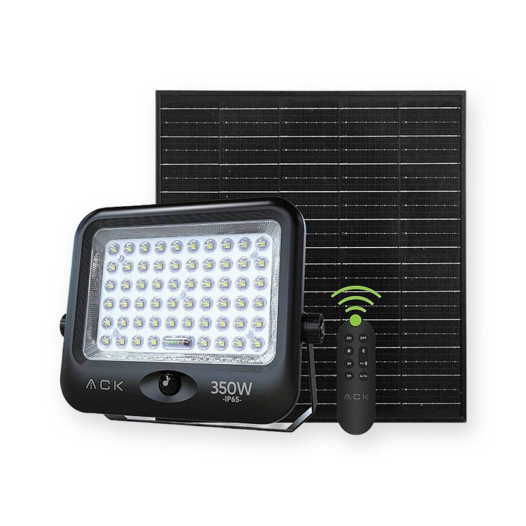 ACK 350W 6500K Beyaz Sensörlü Solar LED Projektör (Siyah) AT65-19832 - 1