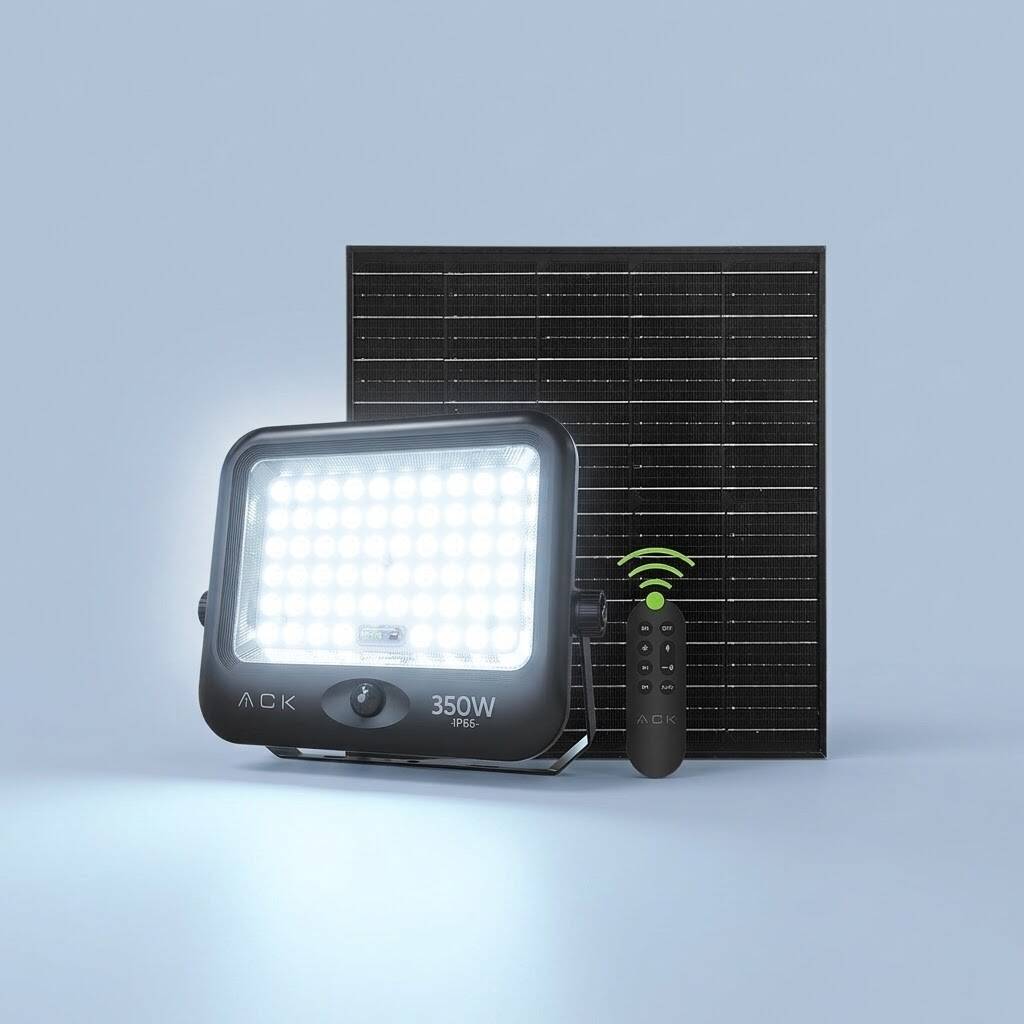 ACK 350W 6500K Beyaz Sensörlü Solar LED Projektör (Siyah) AT65-19832 - 3