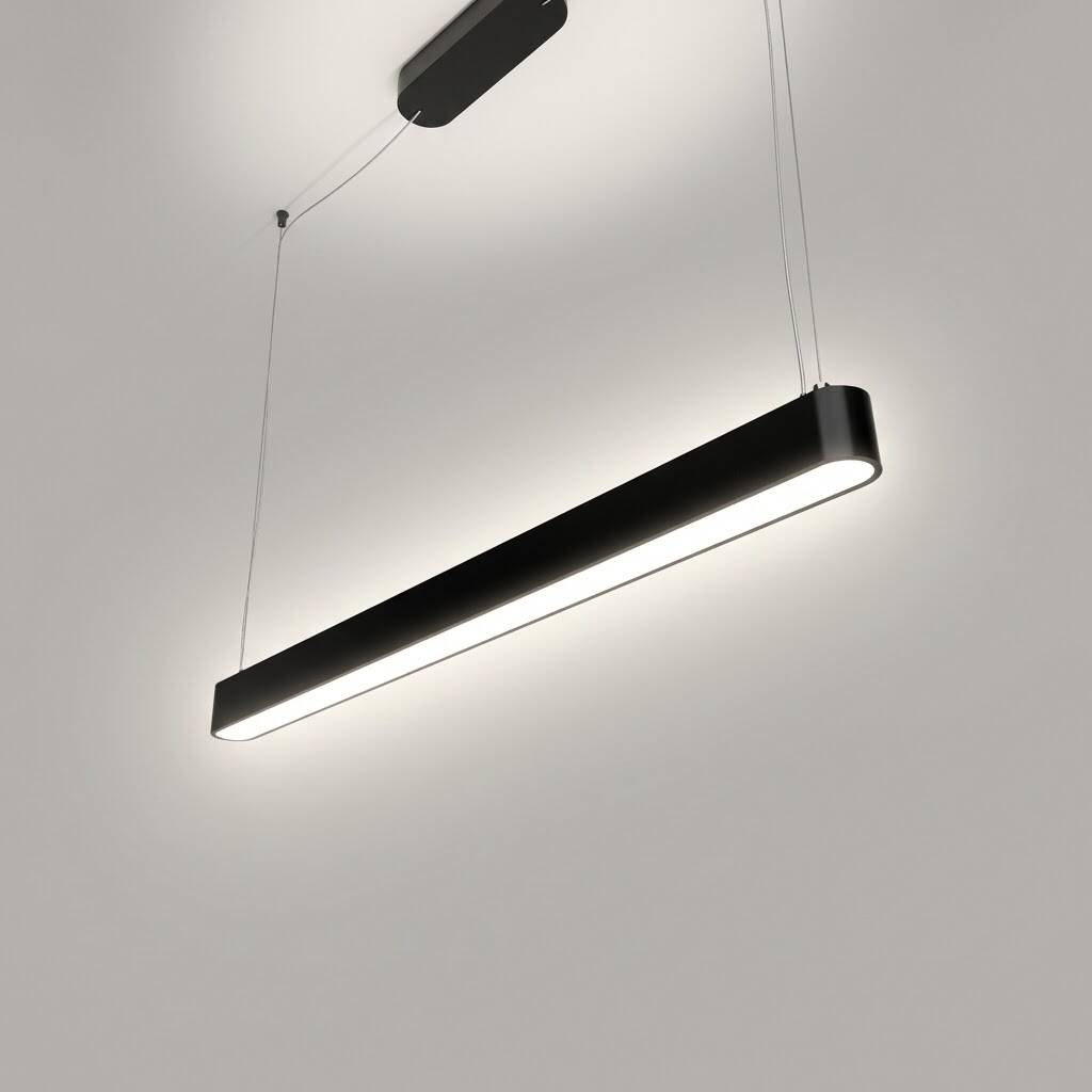 ACK 38W Geniş Çaplı Dekoratif Linear Sarkıt Armatür 120 cm Düz Çubuk Siyah Kasa AL02-14201 - 3