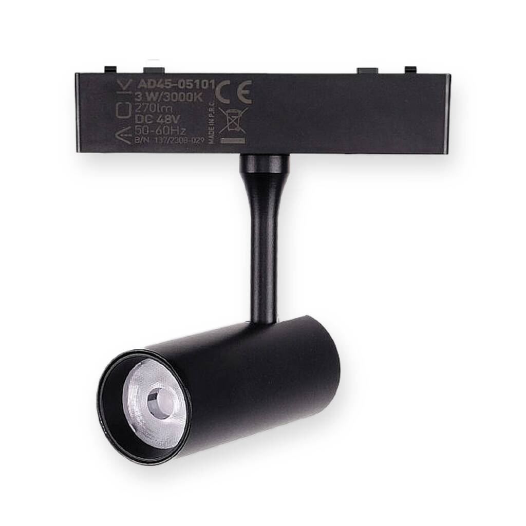 ACK 3W CCT (3 Renk) 48V Magnetik Ray Armatürü Yönlendirilebilir Silindir Spot Siyah Kasa AD45-05191 - 1