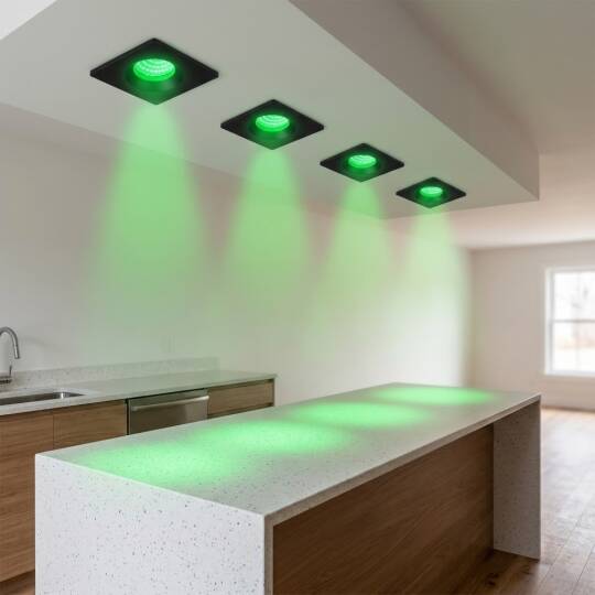 ACK 3W Yeşil Işık 210lm Sıva Altı Mini Kare Led Spot (Siyah Kasa) AH07-01751 - 2