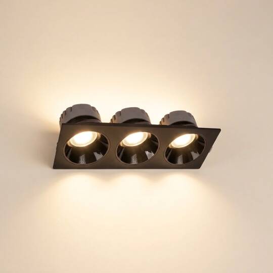 ACK 3x10W 3000K Günışığı 2550lm Kamaşma Önleyici Üçlü Sıva Altı Spot (247x88 mm Siyah Kasa) AD10-01701 - 3